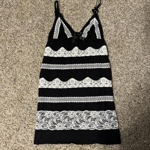 Vintage Victoria Secret Black and White Lace Slip Dress or Long Tank Medium